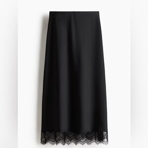 H&M Black Maxi Skirt with Lace Detail